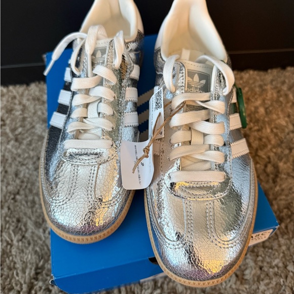 Adidas Kids Silver and White Sneakers - Picture 2 of 3